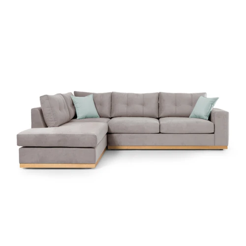 Γωνιακός Καναπές Δεξιά Γωνία Boston Ύφασμα Elephant-Ciel 280X225X90Εκ