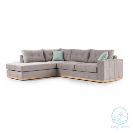 Γωνιακός Καναπές Δεξιά Γωνία Boston Ύφασμα Elephant-Ciel 280X225X90Εκ