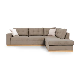 Γωνιακός Καναπές Αριστερή Γωνία Boston Ύφασμα Mocha-Cream 280X225X90Εκ
