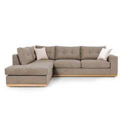 Γωνιακός Καναπές Δεξιά Γωνία Boston Ύφασμα Mocha-Cream 280X225X90Εκ