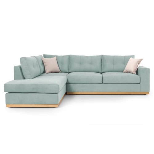 Γωνιακός Καναπές Δεξιά Γωνία Boston Ύφασμα Ciel-Cream 280X225X90Εκ