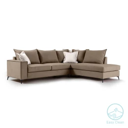 Γωνιακός Καναπές Αριστερή Γωνία Romantic Ύφασμα Mocha-Cream 290X235X95Εκ