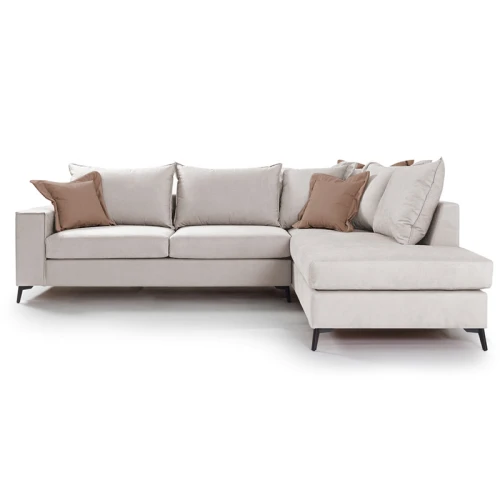 Γωνιακός Καναπές Αριστερή Γωνία Romantic Ύφασμα Cream-Mocha 290X235X95Εκ