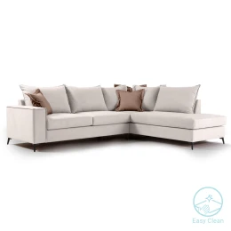 Γωνιακός Καναπές Αριστερή Γωνία Romantic Ύφασμα Cream-Mocha 290X235X95Εκ