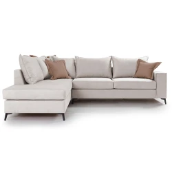 Γωνιακός Καναπές Δεξιά Γωνία Romantic Ύφασμα Cream-Mocha 290X235X95Εκ