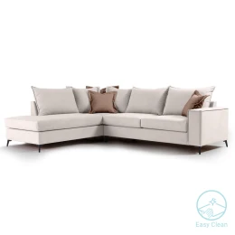 Γωνιακός Καναπές Δεξιά Γωνία Romantic Ύφασμα Cream-Mocha 290X235X95Εκ