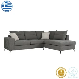 Γωνιακός Καναπές Αριστερή Γωνία Montana Ποντικί Ύφασμα Με Μαξιλάρια Σε Απόχρωση Ανοιχτό Γκρι 275X215X93Εκ