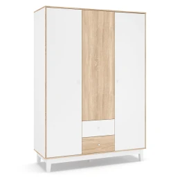 Ντουλάπα Awell Τρίφυλλη Sonoma-Λευκό 153.5X54.5X216Εκ