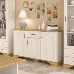 Μπουφές Jaden Golden Oak-Λευκό Antique 137,5X39X88,5Εκ