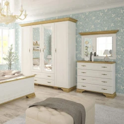 Συρταριέρα Jaden 4Ων Συρταριών Golden Oak-Λευκό Antique 93,5X39X88,5Εκ