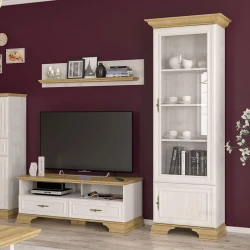 Βιτρίνα Jaden Golden Oak-Λευκό Antique 70,5X43X197,5Εκ