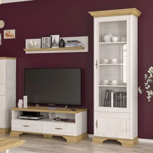 Βιτρίνα Jaden Golden Oak-Λευκό Antique 70,5X43X197,5Εκ