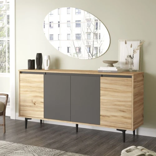 Μπουφές Augusta Oak-Ανθρακί 160X40X78.5Εκ