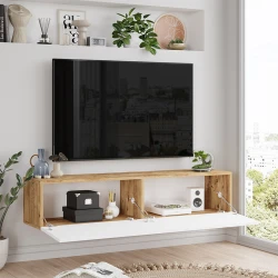 Έπιπλο Τηλεόρασης Επιτοίχιο Serit Λευκό-Sonoma 140X31.6X29.6Εκ