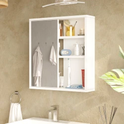 Ντουλάπι Μπάνιου Bagno Με Καθρέπτη Σε Λευκή Απόχρωση 60X14.5X63.6Εκ