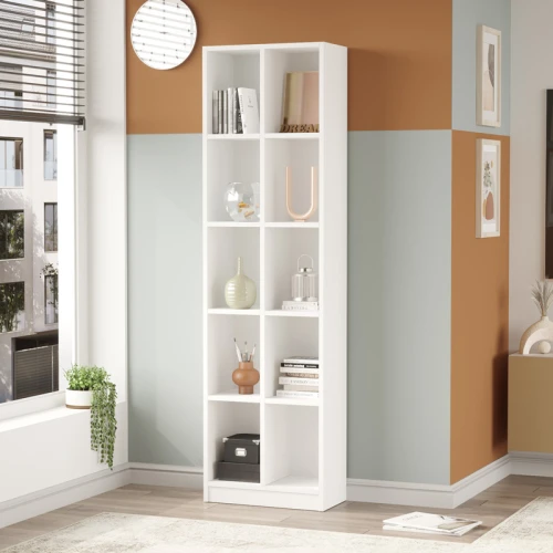 Βιβλιοθήκη Oteca 10Θέσεων Σε Λευκή Απόχρωση 51.1X25.4X180Εκ