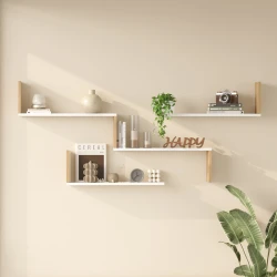 Ραφιέρα Τοίχου Flear Λευκό Με Oak 179X14,5X76,2Εκ