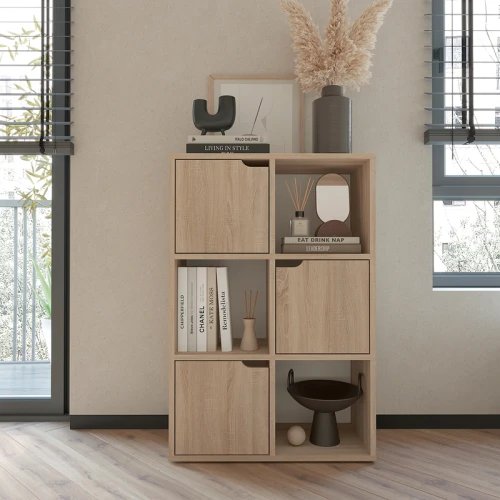Βιβλιοθήκη Bookel Μελαμίνης Σε Sonoma Απόχρωση 59.5X27.5X89Εκ