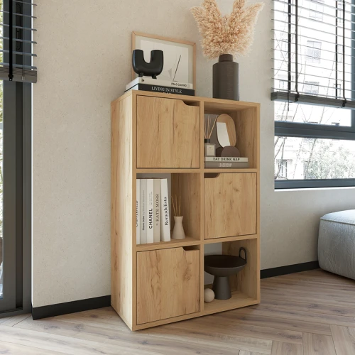 Βιβλιοθήκη Bookel Μελαμίνης Σε Oak Απόχρωση 59.5X27.5X89Εκ
