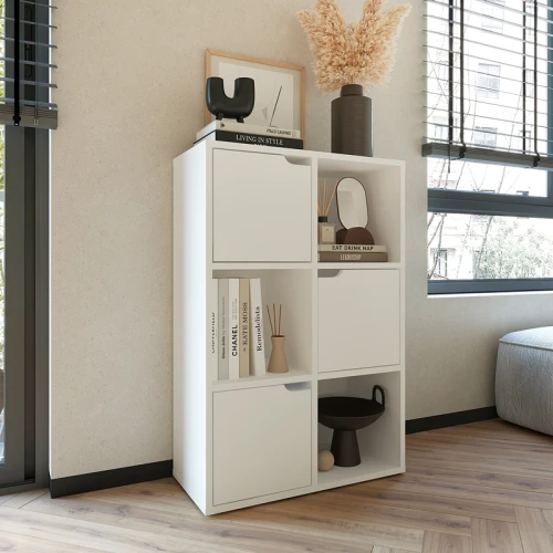 Βιβλιοθήκη Bookel Μελαμίνης Σε Λευκή Απόχρωση 59.5X27.5X89Εκ