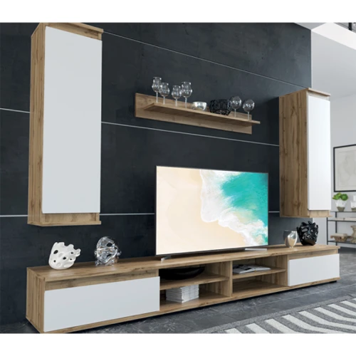 Σύνθετο Σαλονιού Sandro Καρυδί-Λευκό 175X37X160Εκ