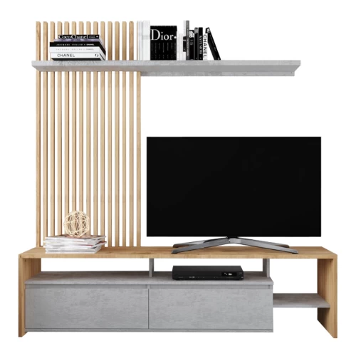 Σύνθετο Σαλονιού Neo Σε Oak-Γκρι Απόχρωση 190X40X200Εκ