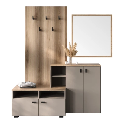 Έπιπλο Εισόδου Ebro Σε Oak-Cappuccino Απόχρωση 150.3X41.2X204.7Εκ