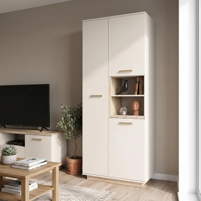 Ντουλάπα Στήλη Norda Κρεμ Με Oak 199,5X40X80Εκ