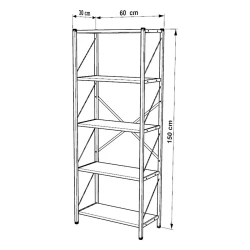 Βιβλιοθήκη Bimblem Καρυδί Με Μαύρο Μέταλλο 60X30X150Εκ