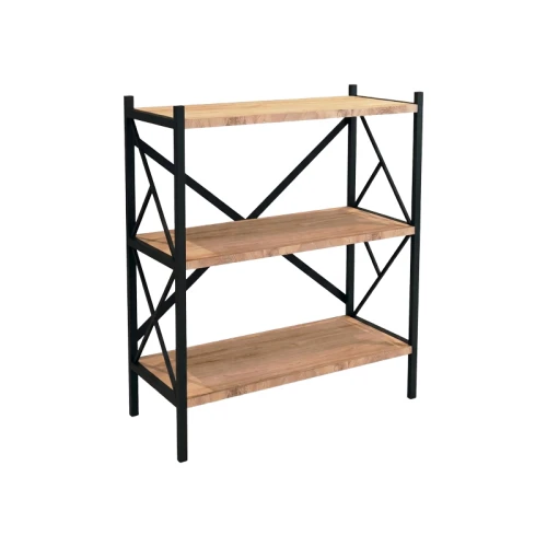 Ραφιέρα Επιδαπέδια Althea Oak Με Μαύρο Μέταλλο 60X30X90Εκ