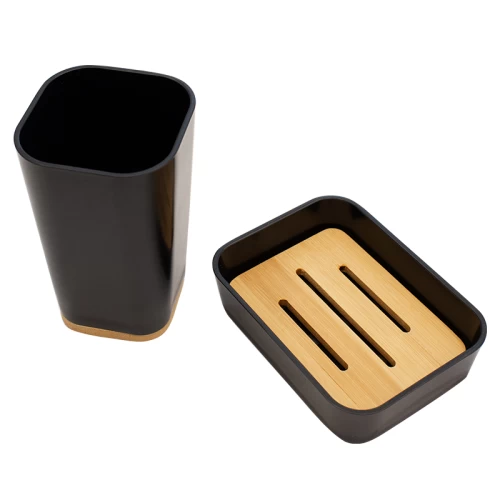 Σετ Αξεσουάρ Μπάνιου Nature 2Τμχ Pp Χρώμα Μαύρο