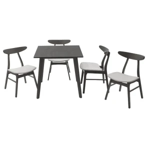 Tραπεζαρία Benson - Orlean Σετ 5Τμχ Rustic Grey - Ύφασμα Γκρι 80X80X75Εκ