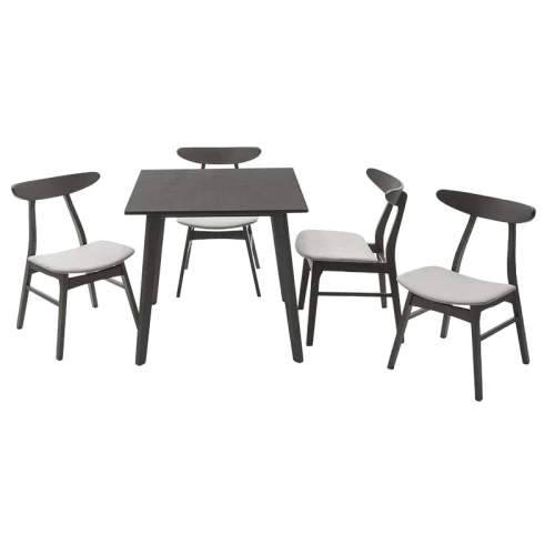 Tραπεζαρία Benson - Orlean Σετ 5Τμχ Rustic Grey - Ύφασμα Γκρι 80X80X75Εκ