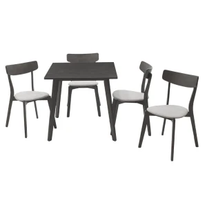 Tραπεζαρία Benson - Toto Σετ 5Τμχ Rustic Grey - Ύφασμα Grey 80X80X75Εκ
