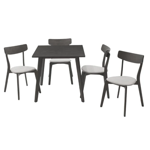 Tραπεζαρία Benson - Toto Σετ 5Τμχ Rustic Grey - Ύφασμα Grey 80X80X75Εκ