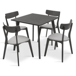 Tραπεζαρία Benson - Toto Σετ 5Τμχ Rustic Grey - Ύφασμα Grey 80X80X75Εκ