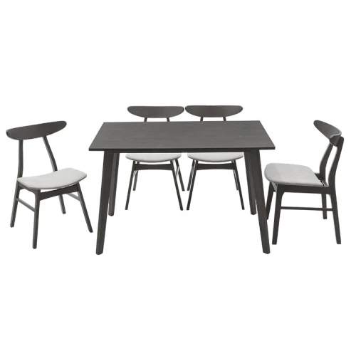 Tραπεζαρία Benson - Orlean Σετ 5Τμχ Rustic Grey-Ύφασμα Γκρι 120X75X75Εκ