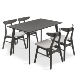 Tραπεζαρία Benson - Orlean Σετ 5Τμχ Rustic Grey-Ύφασμα Γκρι 120X75X75Εκ