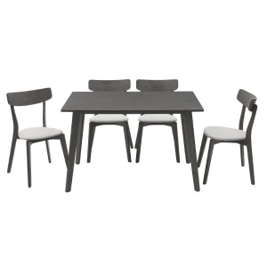 Tραπεζαρία Benson - Toto Σετ 5Τμχ Rustic Grey - Ύφασμα Γκρι 120X75X75Εκ