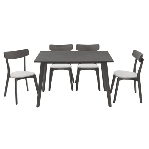 Tραπεζαρία Benson - Toto Σετ 5Τμχ Rustic Grey - Ύφασμα Γκρι 120X75X75Εκ