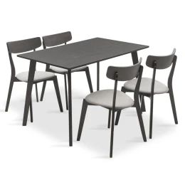 Tραπεζαρία Benson - Toto Σετ 5Τμχ Rustic Grey - Ύφασμα Γκρι 120X75X75Εκ