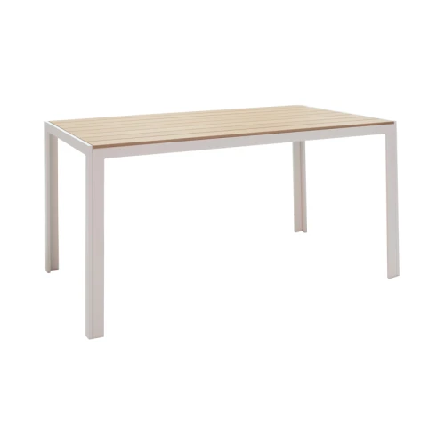 Τραπεζαρία Nares-Clutch A Σετ 5Τεμ Λευκό Αλουμίνιο Και Plywood Σε Φυσική Απόχρωση 140X80X72.5Εκ