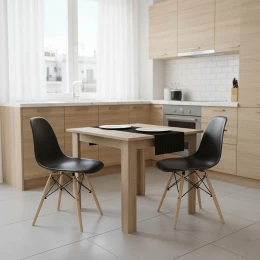 Τραπεζαρία Manka I-Julita Σετ 3Τεμ Σε Sonoma-Μαύρη Απόχρωση 80X80X77Εκ