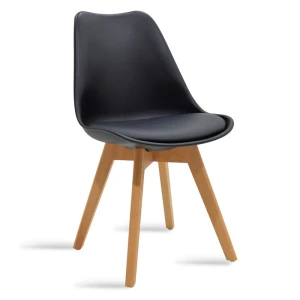 Τραπεζαρία Με Καρέκλες Gaston Μαύρο Και Τραπέζι Prestone Oak 70X70X75Εκ Σετ 3Τεμ
