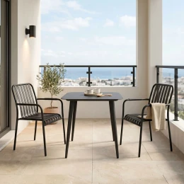 Τραπεζαρία Heven Vista Σετ 3Τεμ Μαύρο Αλουμίνιο 80X80X72Εκ