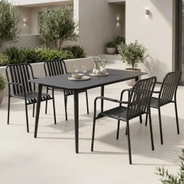 Τραπεζαρία Heven Vista Σετ 5Τεμ Μαύρο Αλουμίνιο 120X70X72Εκ