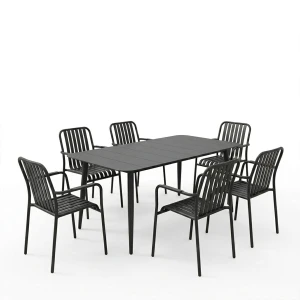 Τραπεζαρία Heven Vista Σετ 7Τεμ Μαύρο Αλουμίνιο 150X80X72Εκ