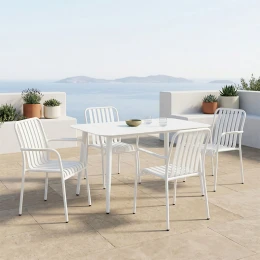 Τραπεζαρία Heven Vista Σετ 5Τεμ Λευκό Αλουμίνιο 120X70X72Εκ