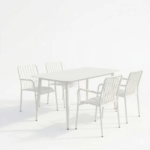 Τραπεζαρία Heven Vista Σετ 5Τεμ Λευκό Αλουμίνιο 150X80X72Εκ