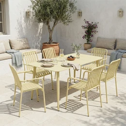 Τραπεζαρία Heven Vista Σετ 7Τεμ Σαμπανί Αλουμίνιο 120X70X72Εκ